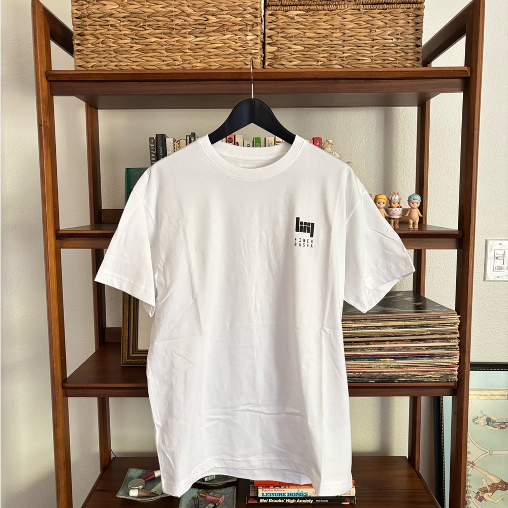 Comfort Colors White Short Sleeve Graphic Tee with Small Black Logo